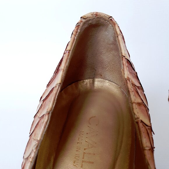 CAVALLINI Leather Pumps with Pointy Toe in Iridescent Pink Snakeskin - Picture 12 of 15